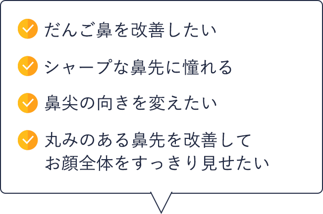 だんご鼻を改善したい|シャープな鼻先に憧れる|鼻尖の向きを変えたい|丸みのある鼻先を改善してお顔全体をすっきり見せたい