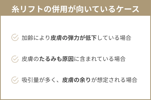 顔の脂肪吸引に糸リフトの併用が向いているケース3つの図解