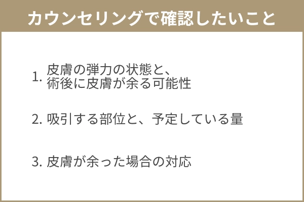 顔の脂肪吸引のカウンセリングで確認したいこと3つの図解